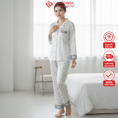 Bộ Đồ Ngủ Nữ Pijama Dài Tay Lụa Latin Cao Cấp Họa Tiết Nhẹ Nhàng, Sang Trọng BPD25001