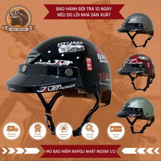 Mũ Bảo Hiểm Napoli Honda 1 2  CHÍNH HÃNG  FREESHIP  - Nón Bảo Hiểm Nửa Đầu Napoli N039A Honda Nhật 