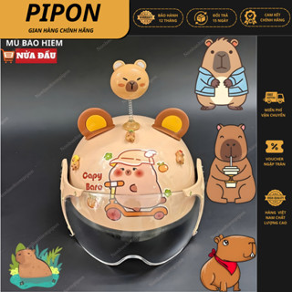  Mũ bảo hiểm cho bé hình Capybabra gắn kính kèm phụ kiện cute nón bảo hiểm chính hãng Long Thanh - đạt chuẩn ATGT 