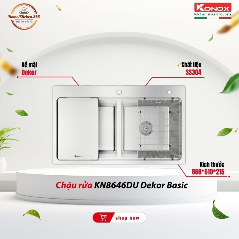 Chậu Rửa Bát Konox KN8646DU Dekor Undermount Sink - Chậu Rửa Inox 304 Cao Cấp 2 Hộc Lắp Âm Bàn Tiện 