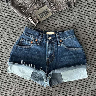  Quần đùi jean nữ MEE JEAN màu xanh đậm form châu Mỹ tôn dáng size XS - XXL 