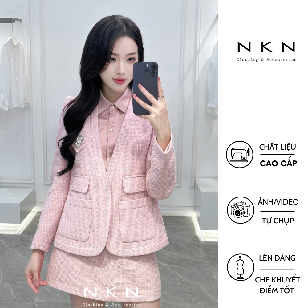 ÁO DẠ TWEED NỮ NKN DALIA MÀU HỒNG