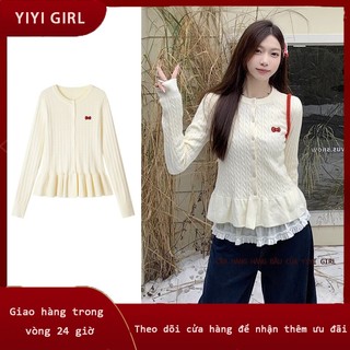 YIYI GIRL Áo Cardigan Dệt Kim Cài Khuy Kiểu Dáng Đơn Giản Dễ Phối Đồ Hàng Qccc