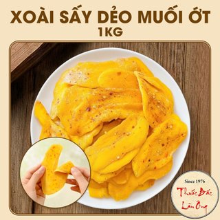 Xoài sấy dẻo 1kg, xoài cát tẩm muối ớt, nguyên miếng, không tẩm đường, giữ nguyên vị chua ngọt