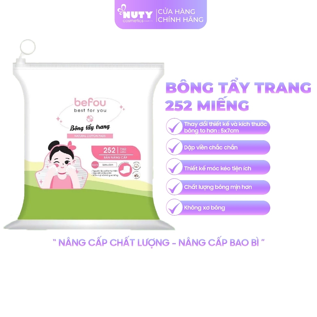 Bông Tẩy Trang Vuông Befou Cotton Pad (252 Miếng)