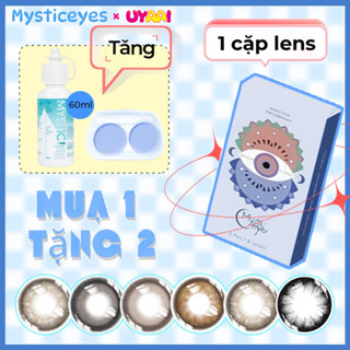   Mua một tặng hai 0 độ  kính áp tròng MCK1 nâu xanh xám kính tròng mắt xanh giãn đồng tử lớn tròng kính 14,5mm 
