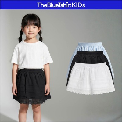 TheBlueTshirtKids - Chân váy ngắn cho bé gái trắng viền ren 2 lớp - BlueKid White Boho Skirt