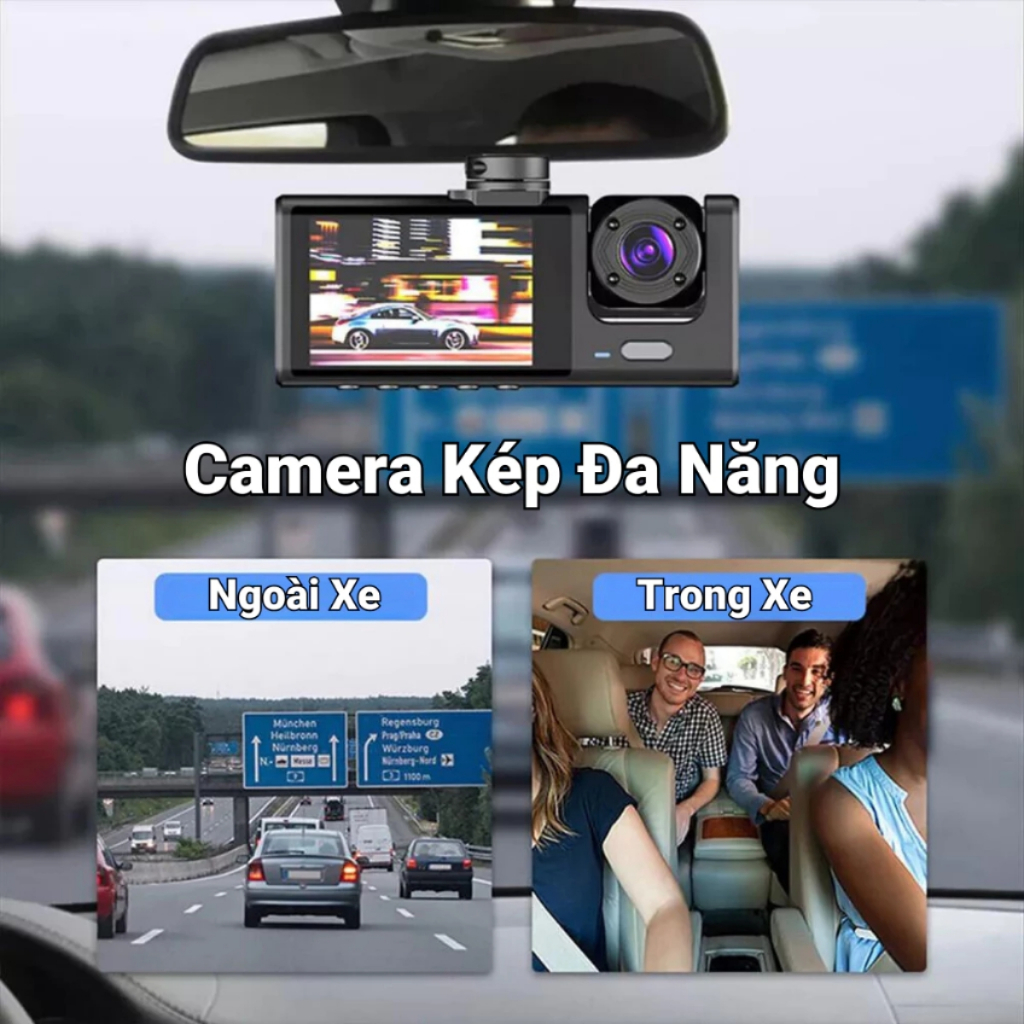 Camera hành trình ô tô đầy đủ GPS và Wifi xem trực tiếp, Camera ô tô với 3 camera ghi lại mọi góc | BigBuy360 - bigbuy360.vn