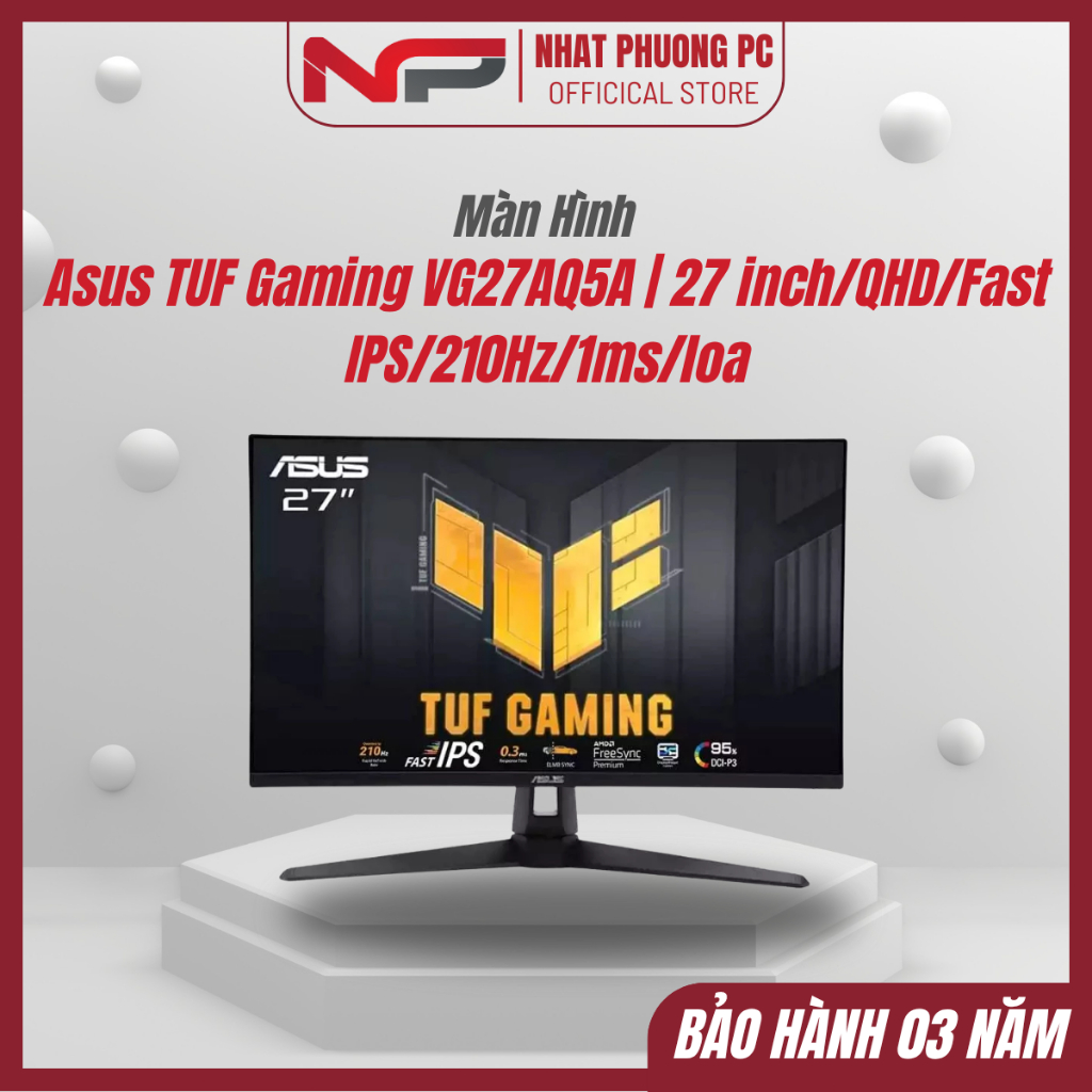 Màn Hình Asus TUF Gaming VG27AQ5A | 27 inch/QHD/Fast IPS/210Hz/1ms/loa, Mới BH 36T