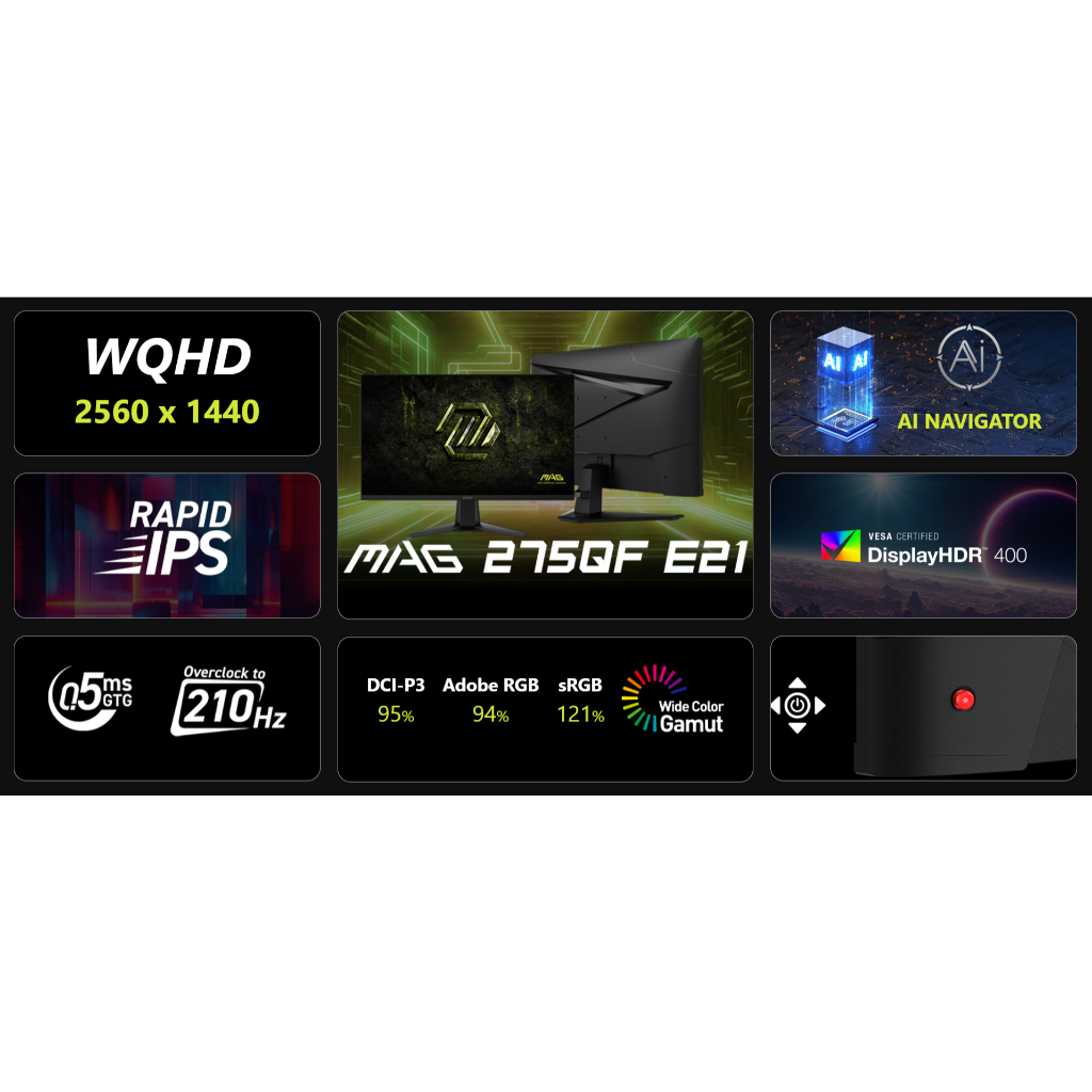 Màn Hình Gaming MSI MAG 275QF E21 (27.0 inch - 2K - Rapid IPS - 210Hz - 0.5ms) | BigBuy360 - bigbuy360.vn