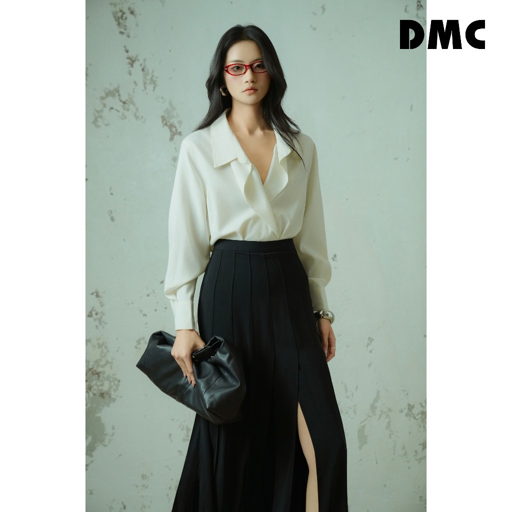 Áo sơ mi kem kiểu nữ thời trang DMC (Cream Long Sleeves Woven Shirt)