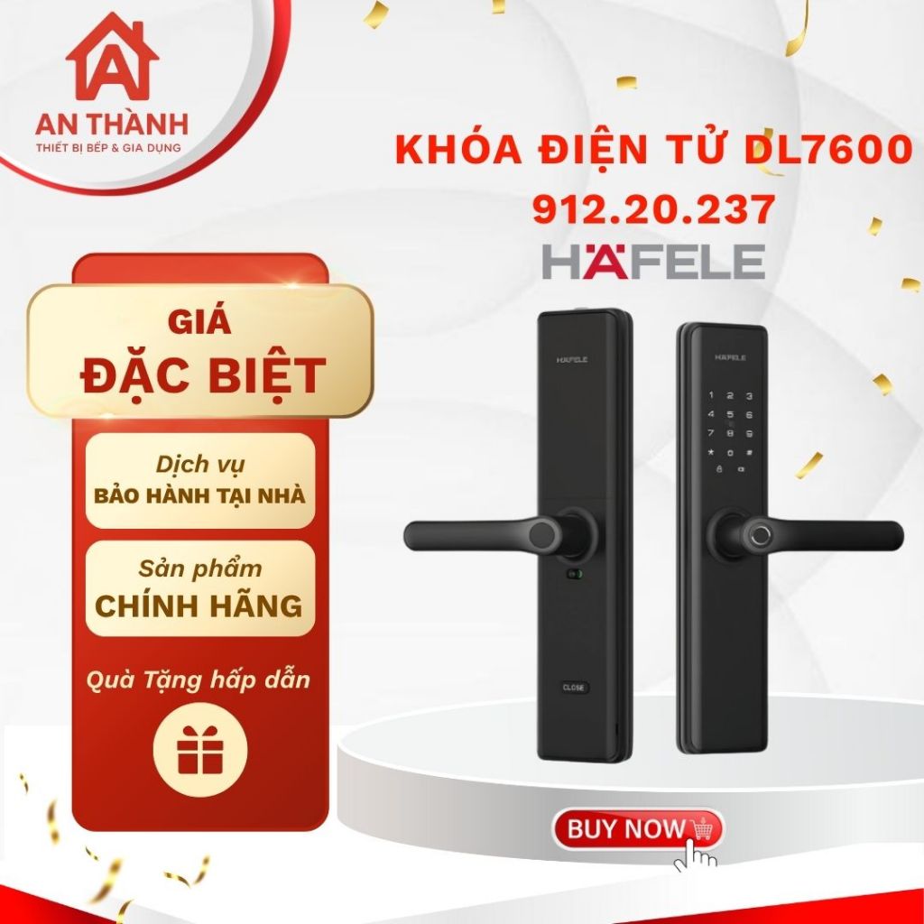 Khóa điện tử Hafele DL7600 912.20.237, dùng cho cửa gỗ đố 120mm HOT - Khóa cửa an toàn, bền bỉ