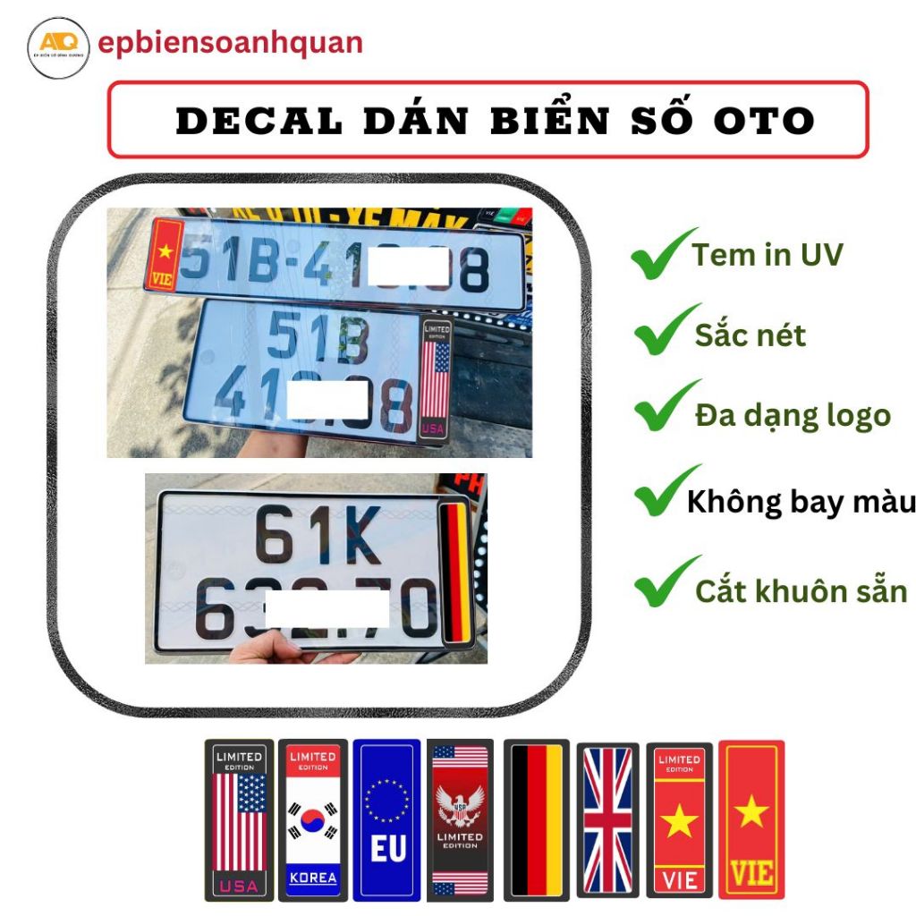 Decal Dán Biển Số Ô Tô Cờ Việt Nam