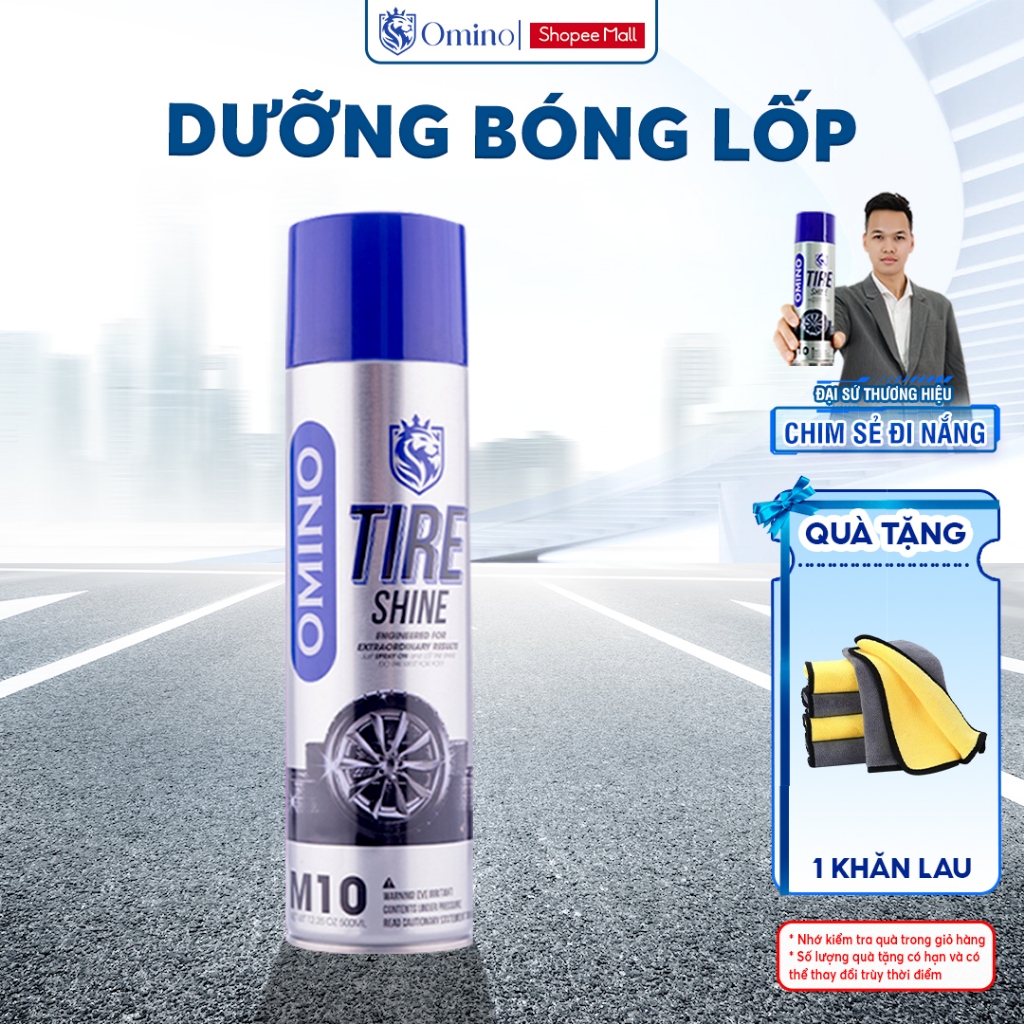 Dưỡng Bóng Vỏ Lốp Ô Tô OMINO M10 500ml, Phục Hồi Lốp Xe, Nhựa Đen - Chính Hãng Omino Vietnam