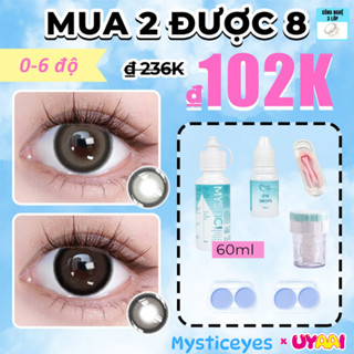  Mua 2 được 8 0-6 độ Mystic Eyes kính áp tròng MCK1 2+8 Hộp gương 14.0mm-14.5mm Đen nâu xám Ánh trăng tự nhiên 