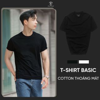  Áo thun nam cộc tay TÔN DÁNG trơn màu đen POLIDO chất cotton thoáng mát Unisex 