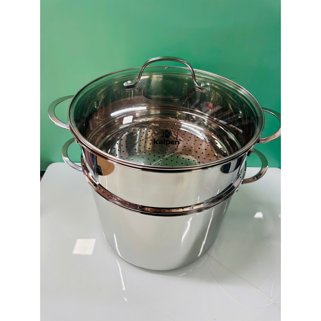 Nồi luộc gà Inox cao cấp kèm xửng hấp Kalpen Lermat 30cm nồi hấp l30pro