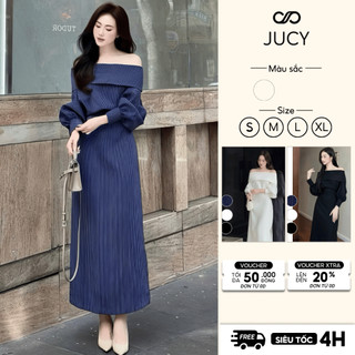   Bản Cao Cấp  Váy Dự Tiệc Thiết Kế BIGSIZE Đầm Dự Tiệc JUCY Trễ Vai Dáng Dài Cao Cấp Thanh Lịch V28E 
