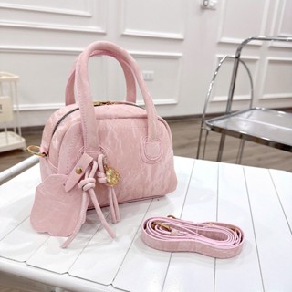  Túi xách mini nữ đeo chéo đeo vai da PU nhăn kèm charm tim sang chảnh 2 màu hồng – trắng - TXN315 