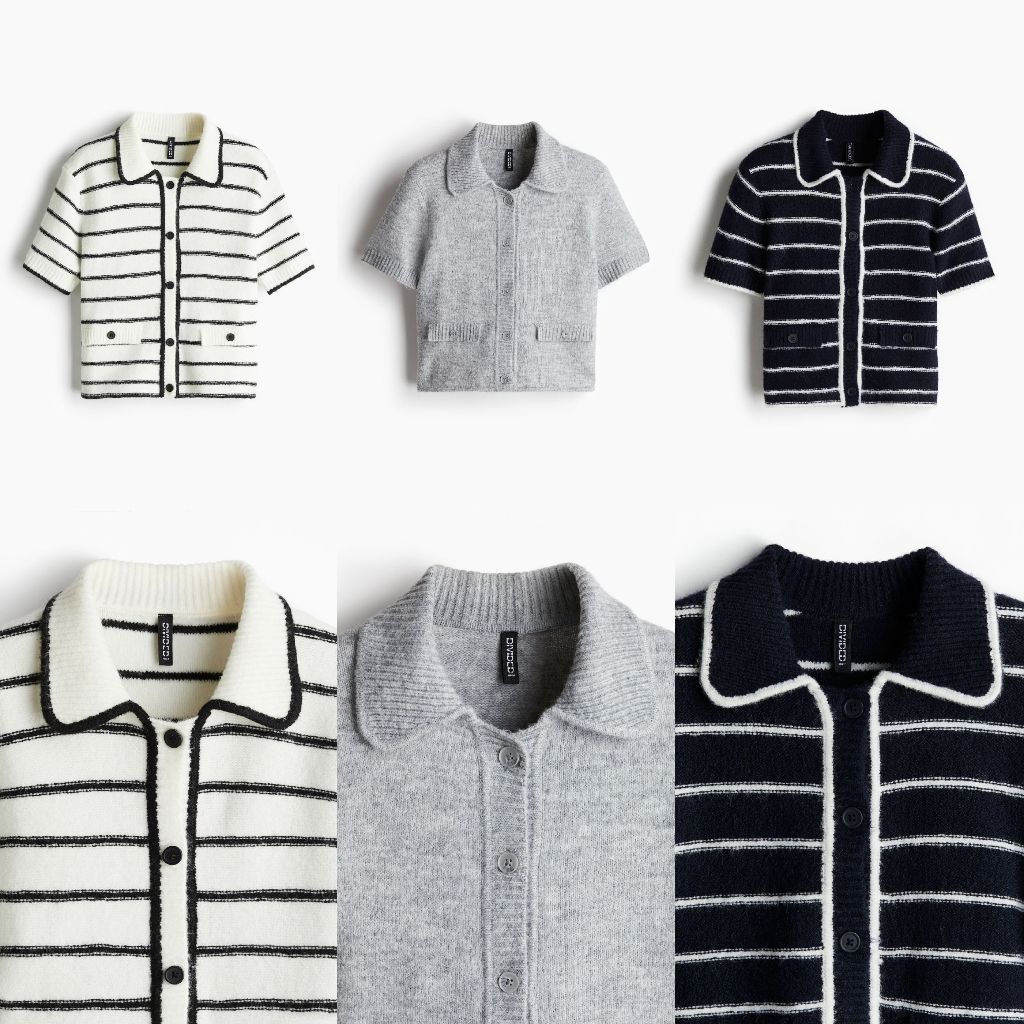 Áo len NỮ ngắn tay cardigan ngắn tay HM H&M_ authentic