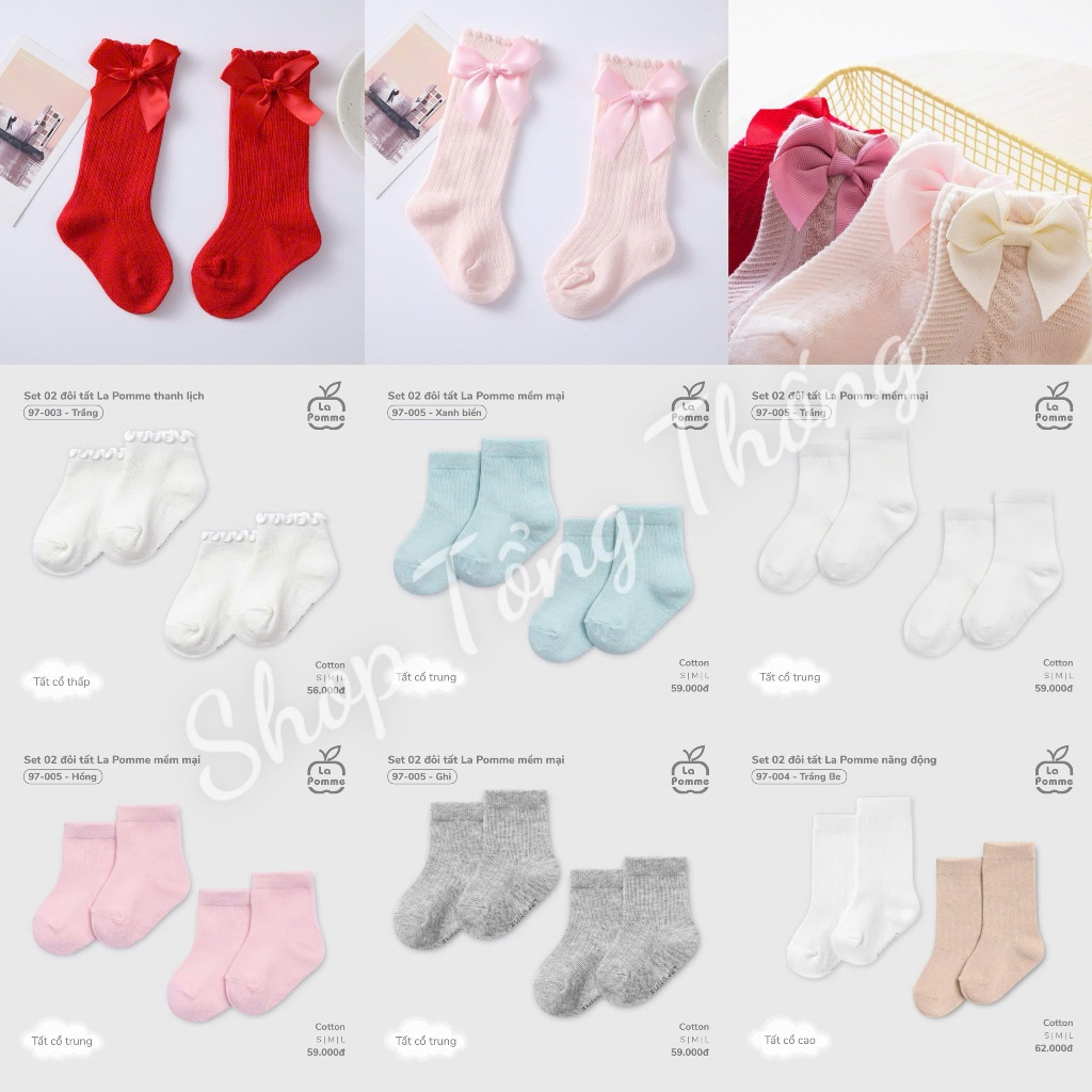 Tất Uala Rogo La pomme cotton cao cấp mềm mịn thoáng mát thấm hút tốt co giãn tốt cho bé trai bé gái 3 tháng đến 5t