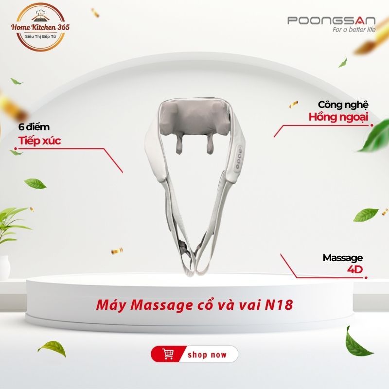 Máy Massage cổ và vai Poongsan N18 - Dụng Cụ Massage Cổ, Vai, Gáy Cao Cấp Chính Hãng