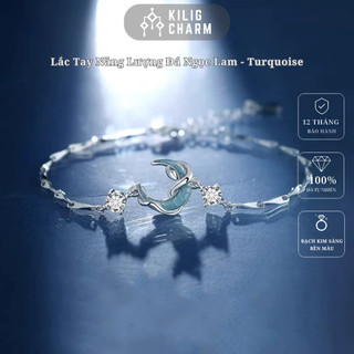  Vòng tay bạc S925 mặt trăng đá ngọc lam Turquoise phong thủy cho nữ freesize KILIG CHARM - KC56 