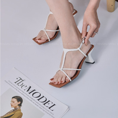 Giày sandal quai chéo dây mảnh gót dẹp 6cm cao cấp MYSS - SD192