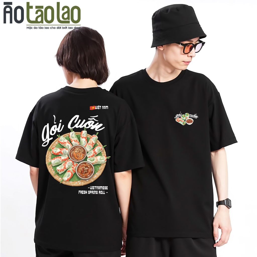Áo Thun Gỏi Cuốn - Món Ăn Việt Nam - Áo Thun Ẩm Thực Việt Nam - 100% Cotton Nam Nữ