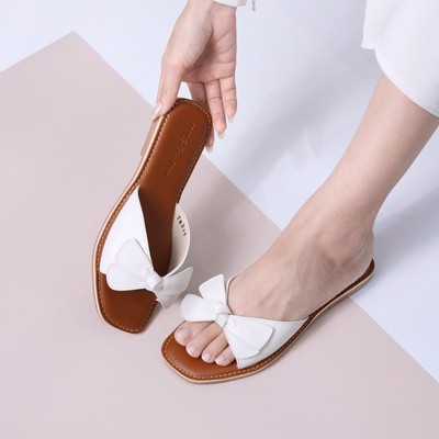 Dép nữ quai ngang bản to phối nơ 1cm thời trang MYSS - DE203