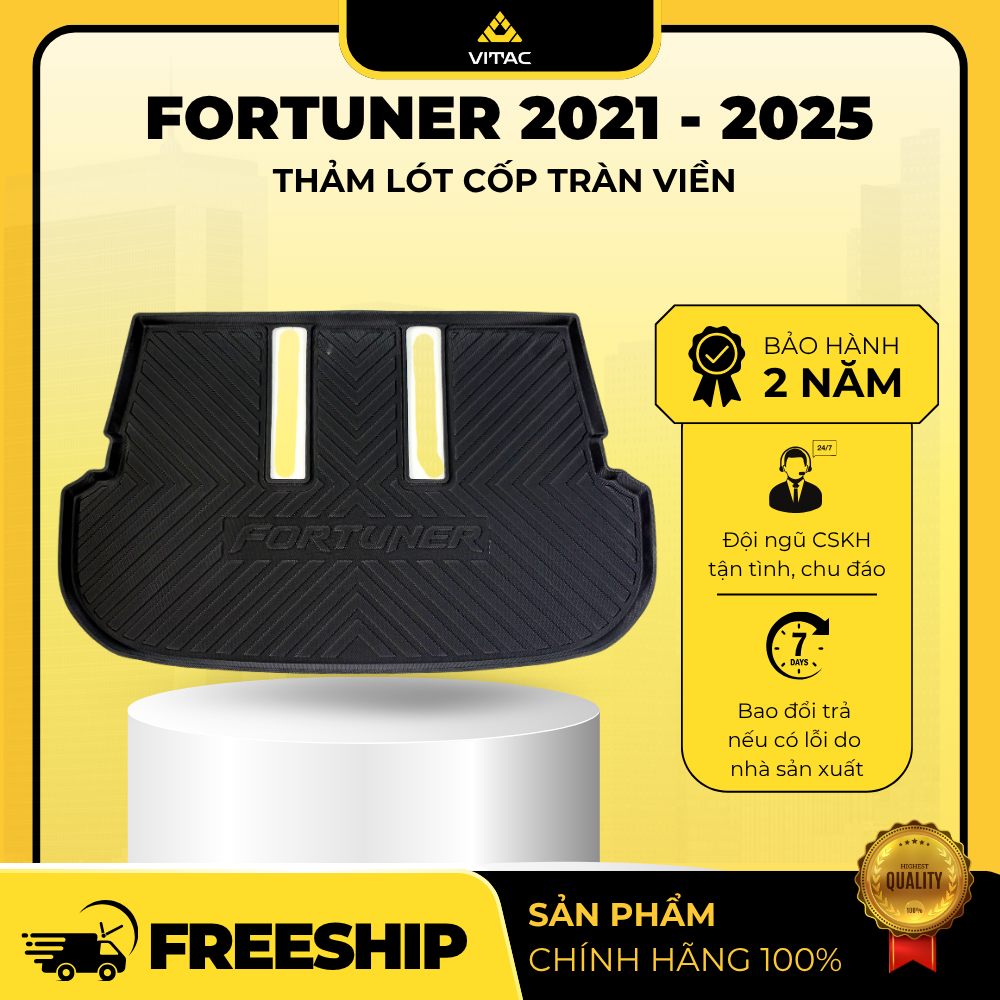 Freeship_Thảm lót cốp tràn viền TOYOTA FORTUNER 2021-2026 nhựa TPV_Vitac Brand