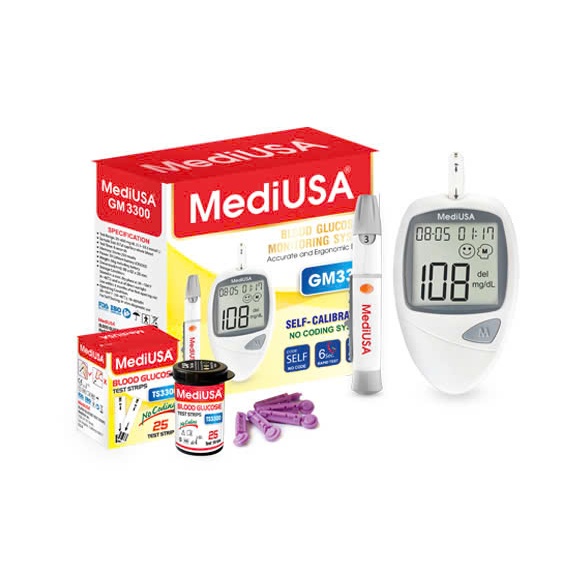 Bộ máy đo đường huyết MediUSA GM3300 (25 que + 25 kim+ bút + máy)