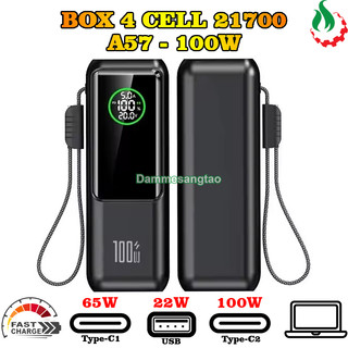  Vỏ box sạc dự phòng 4 cell 21700  A57  sạc nhanh 100W  Không có pin  