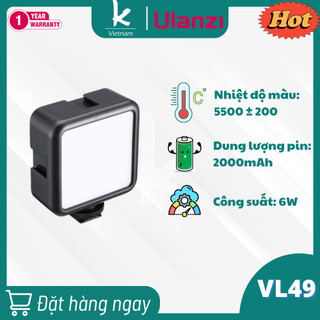  ULANZI VL49 - Đèn Led Mini Tích Hợp Pin Sạc 2000mAh  - Hàng Chính Hãng 