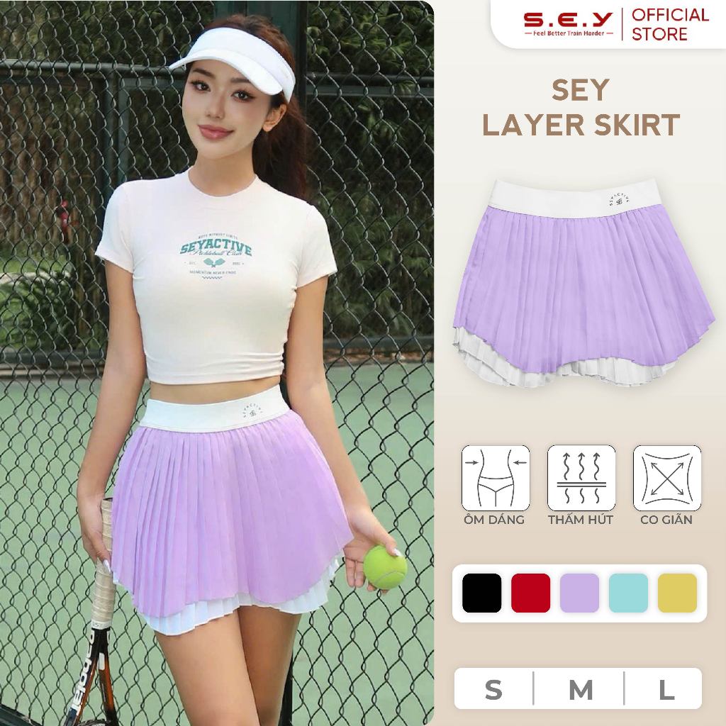 Váy Thể Thao SEY Layer Skirt, Thời Trang Thể Thao, Đồ tập Gym, Chân váy tập Yoga, Chất liệu Cao Cấp