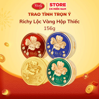   NEW | MẪU MỚI 2025  Hộp Bánh Quy Cookies Majestic Richy Lộc Vàng Yến Mạch Hoa Mai - Hộp Thiếc 100g 156g 
