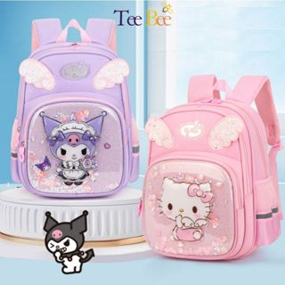  Balo Trẻ Em Thiết Kế Hoạt Hình Kuromi Hello Kitty Tai Thỏ Hai Túi Mặt Trước Tiện Lợi Cho Bé Gái Chống Nước Siêu Bền 