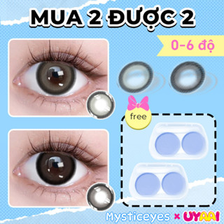   MUA 2 TẶNG 2 0-6 độ MYSTICEYES Kính áp tròng MCK1 2 + 2 Hộp đựng ống kính 14.0-14.5mm tự nhiên lensmàu nâu xanh đen xám 
