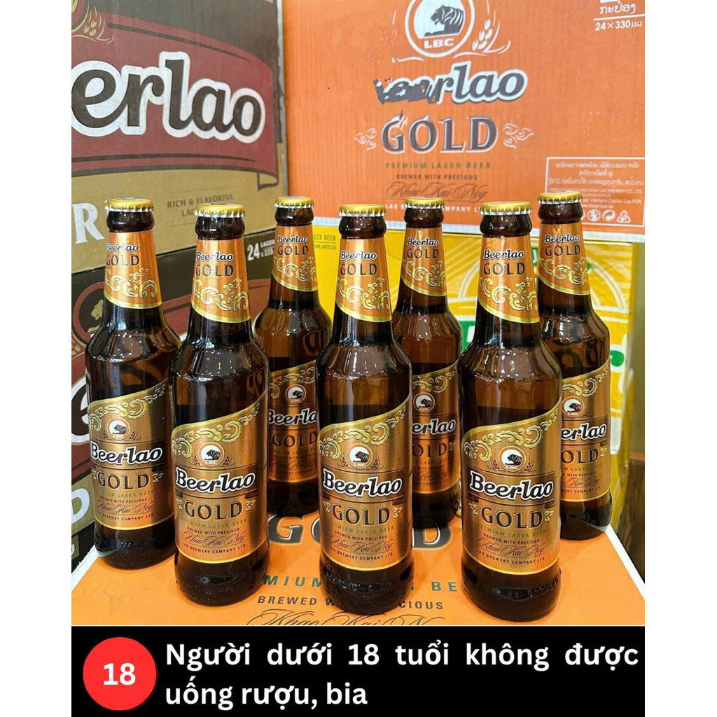 Thùng bia Lào Gold 24 chai
