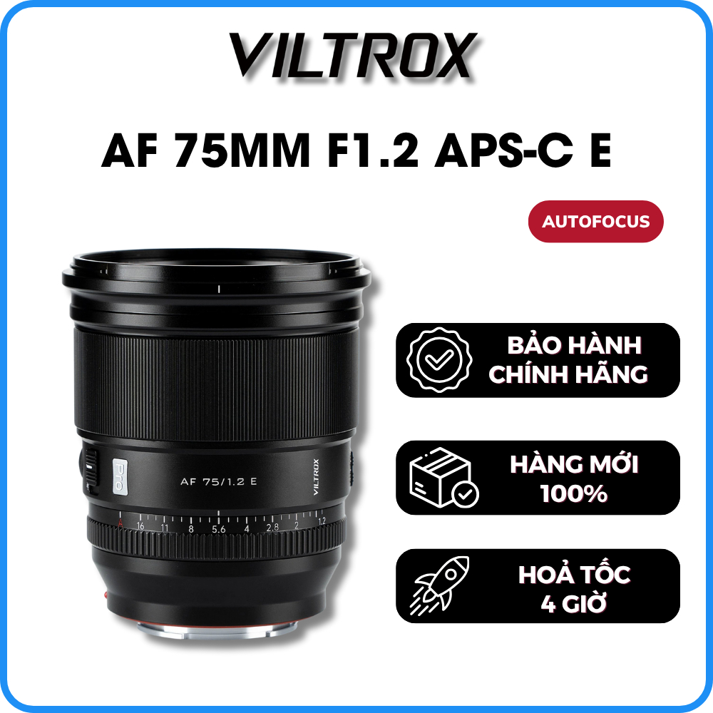 Ống Kính VILTROX AF 75MM F1.2 APS-C Cho Sony E-Mount | Hàng Chính Hãng