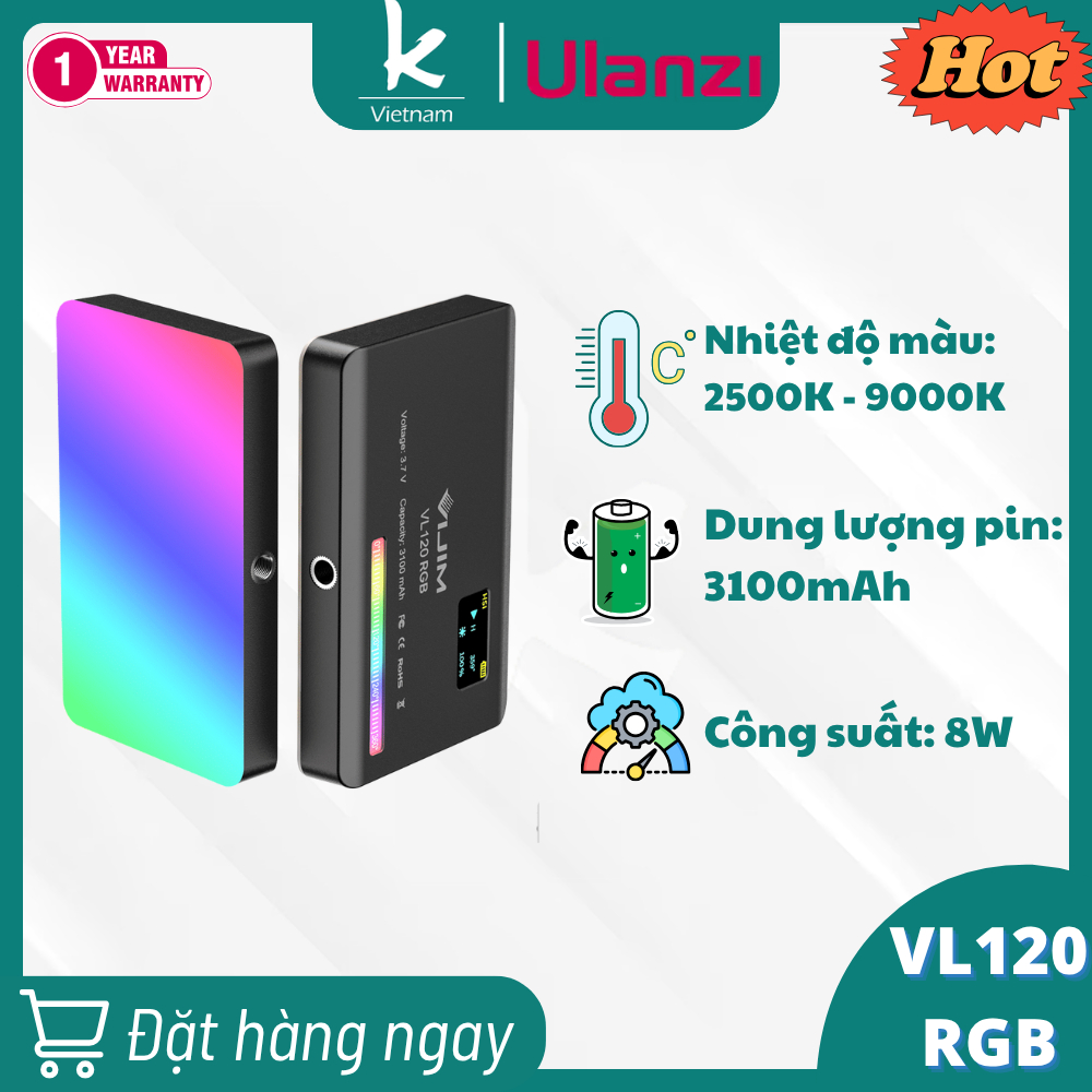 ULANZI VL120 RGB - Đèn LED quay phim đổi màu RGB với 20 hiệu ứng đặc biệt