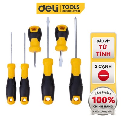 Tua Vít Đa Năng Deli 2 Cạnh - Đầu Vít Từ Tính - Chất Liệu Thép Cr-V Chống Mòn, Gỉ - DL2681501