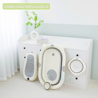 Bộ Sản Phẩm Tắm Gội Holla Cho Bé | Chậu Tắm Gấu 03254 + Chậu Rửa Bạn 03233 + Gáo Múc Nước Holla