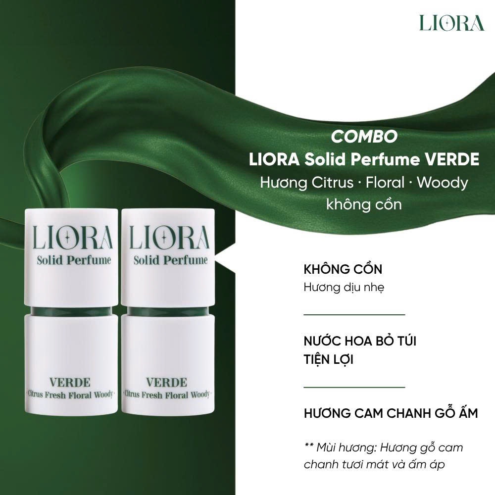 LIORA Solid Perfume VERDE – Hương Citrus · Floral · Woody không cồn