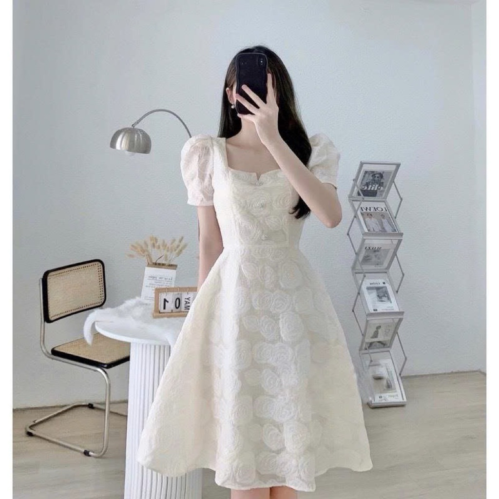Váy trắng đi tiệc,đi cưới 2 lớp sang chảnh tôn dáng Linstore thiết kế