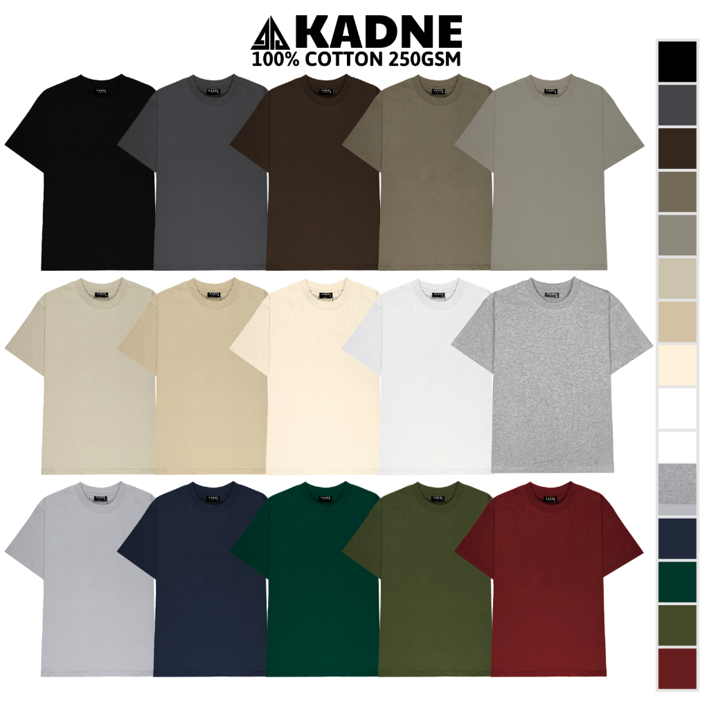 Áo thun trơn unisex 100% Cotton 250GSM KADNE nam nữ cổ tròn form oversize BASIC