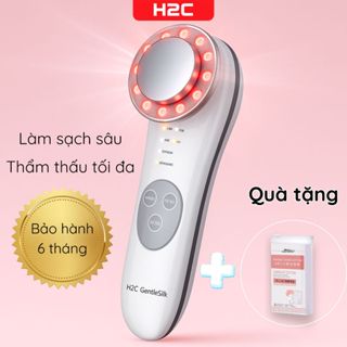  Máy massage mặt tẩy trang đẩy tinh chất ion âm dương trẻ hóa da làm ấm 45 độ C H2C 