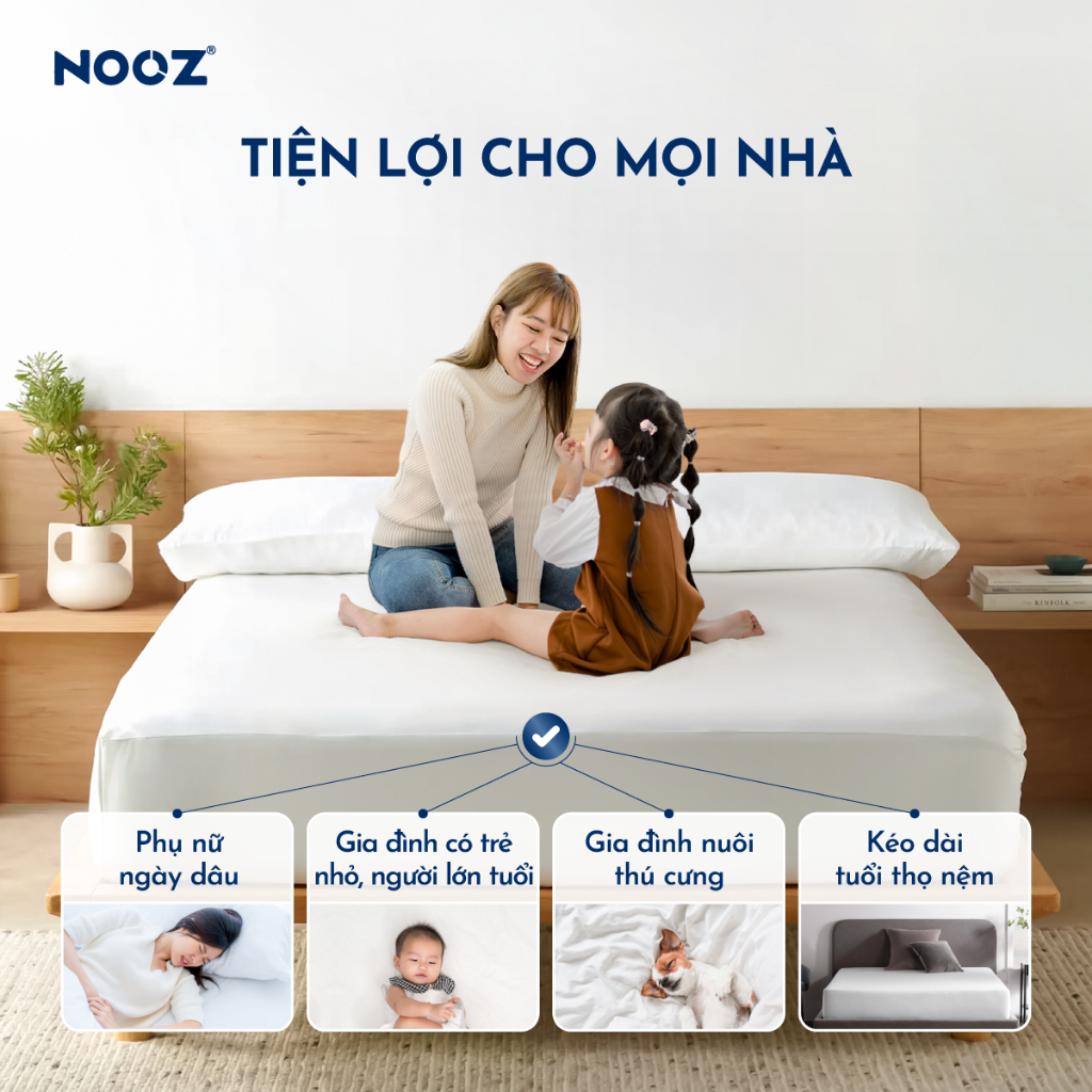 Ga Chống Thấm NOOZ Ga Bo Chun Phủ TPU Kháng Nước Giúp Tăng Tuổi Thọ Và Bảo Vệ Nệm NOOZ Home Goods | BigBuy360 - bigbuy360.vn