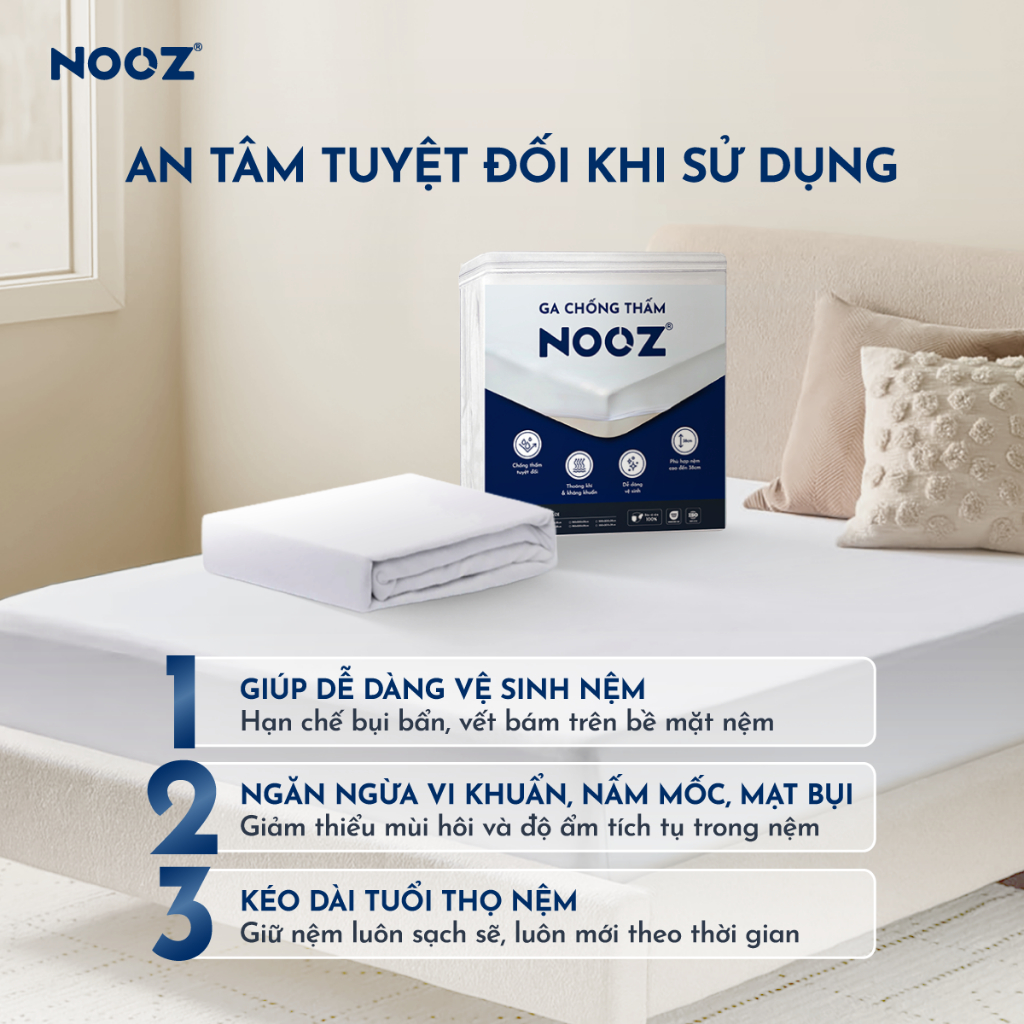 Ga Chống Thấm NOOZ Ga Bo Chun Phủ TPU Kháng Nước Giúp Tăng Tuổi Thọ Và Bảo Vệ Nệm NOOZ Home Goods | BigBuy360 - bigbuy360.vn