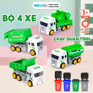  Đồ Chơi Xe Môi Trường Quán Tính Cho Bé Xe Chở Rác Xe Ben Xe Bồn Mini Nhựa ABS Cao Cấp An Toàn Khi Chơi 